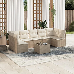 Maison Chic Salon de jardin avec coussins 8 pcs | Ensemble de Table et chaises | Mobilier d'Extérieur beige résine tressée -GKD60019