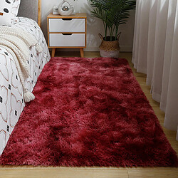 LUUCOZK Tapis à poils longs doux et moelleux pour chambre à coucher et salon - Couleur rouge foncé-140x200cm