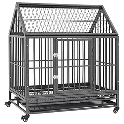 vidaXL Cage pour chien avec roues et toit Acier 92x62x106 cm 