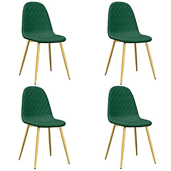 Maison Chic Lot de 4 Chaises à manger | Chaise de salle à manger cuisine Vert foncé Velours -GKD66989