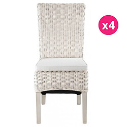 Lot de 4 Chaises en Demi Kubu Blanc KosyForm