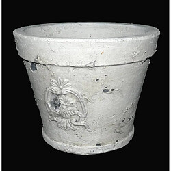 L'Héritier Du Temps Petit Cache Pot ou Jardinière Façon Poterie Ancienne en Terre Cuite Ton Pierre 10x13x13cm