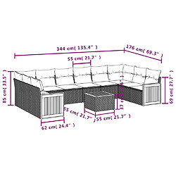 Acheter vidaXL Salon de jardin 11 pcs avec coussins gris résine tressée