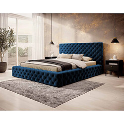 Bestmobilier Christiana - lit coffre - 140x200 - sommier inclus - en velours Christiana - lit coffre - 140x200 - sommier inclus - en velours - Bleu marine