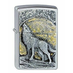 Zippo briquet, Wolf at Moonlight, 3-D Emblème, Chromé