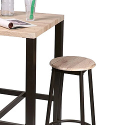 Ensemble de table de bar carrée 60 x 60 x 86 cm + 2 tabourets en bois struture en métal noir repose-pieds D30x62 cm+Urban Living pas cher