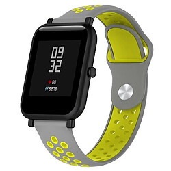 Wewoo Bracelet pour montre connectée Dragonne sport en silicone bicolore Huawei série 1 18 mm jaune + gris