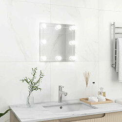 Maison Chic Miroir mural avec lampes LED | Miroir Décoration pour Maison Salle de Bain Carré Verre -GKD15666