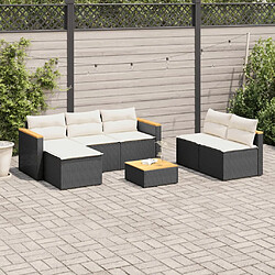 vidaXL Salon de jardin 5 pcs avec coussins noir résine tressée acacia 