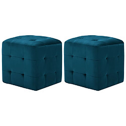 vidaXL 2 pcs Tables de chevet Bleu 30x30x30 cm Tissu velours