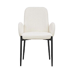 Mes Lot de 2 fauteuils repas 60x57x88 cm en tissu bouclette blanc - PILBAO