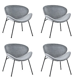 ComfortXL Lot De 4 Fauteuils En Velours Pour Salle À Manger, Luxueux, Gris