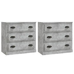 vidaXL Buffets 2 pcs gris béton bois d'ingénierie