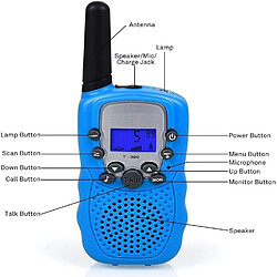 Talkie-walkie pour enfants 8 canaux Radio bidirectionnelle Lampe de poche pour enfants Talkies-walkies Set Cadeaux pour enfants Jouets pour filles garçons (1 paire, bleu)