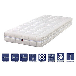 Literie Julien Matelas Mémoire de Forme + Alèse 100x200 x 20 cm Ferme - Déhoussable Housse Lavable - 7 Zones de Confort - Noyau Poli Lattex HR Dernière Génération - Très Respirant 