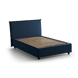 Acheter Autrement Talamo Italia Lit double Anna avec conteneur, Made in Italy, en tissu amovible, 120x190 cm, avec ouverture frontale, Bleu, avec matelas inclus.