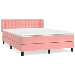 vidaXL Sommier à lattes de lit avec matelas Rose 140x200 cm Velours