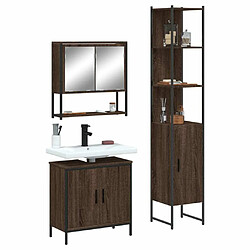 Maison Chic Armoire de Bain | Ensemble de 3 meubles salle de bain Chêne marron -GKD36585