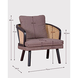 Nest Dream Fauteuil rétro vintage en rotin naturel et coussin en coton - Leeds pas cher