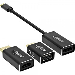 Alpexe Convertisseur d'affichage USB InLine®, 6-en-1, USB Type-C mâle vers DisplayPort femelle, HDMI, VGA (mode alternatif DP), 4K2K, n