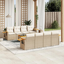 vidaXL Salon de jardin avec coussins 9 pcs beige résine tressée