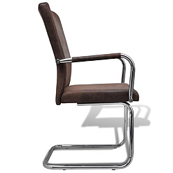 Acheter vidaXL Chaises à manger cantilever lot de 2 marron tissu cuir