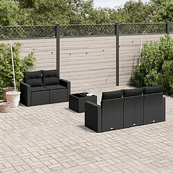 vidaXL Salon de jardin 6 pcs avec coussins noir résine tressée 