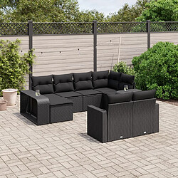 Maison Chic Salon de jardin 10 pcs avec coussins, Ensemble Tables et chaises d'extérieur noir résine tressée -GKD616361