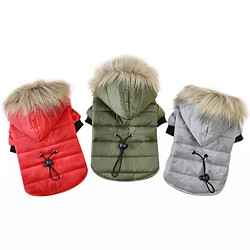 Wewoo Manteau de chien pour animaux de compagnie Hiver Chaud petits vêtements de Chihuahua doudoune capuche fourrure veste petit gros chiensTaille XS Rouge