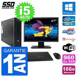 PC HP 600 G1 SFF Ecran 27" Intel Core i5-4570 RAM 16Go SSD 960Go Windows 10 Wifi · Occasion 