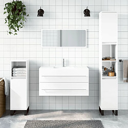 Maison Chic Armoire de bain à miroir,Meuble haut de rangement de salle de bain blanc brillant bois d'ingénierie -GKD504251