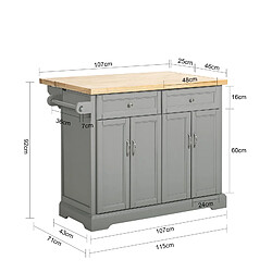 Acheter SoBuy FKW71-HG îlot de Cuisine Desserte avec Plans de Travail Rabattable