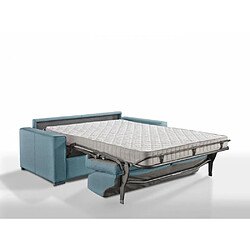 Inside 75 Canapé convertible 2-3 places EXCELLENCE 120 cm sommier lattes matelas MEMORY 18 cm inclus velours azur