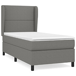 vidaXL Sommier à lattes de lit avec matelas Gris foncé 100x200cm Tissu