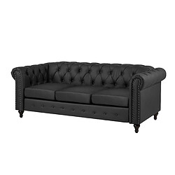 Acheter Beliani Canapé 3 places en cuir PU noir CHESTERFIELD