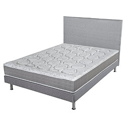 Ebac Matelas ressort + Sommier + Tete Gris 160x200 Remat - Hauteur 23 cm - Soutien ferme