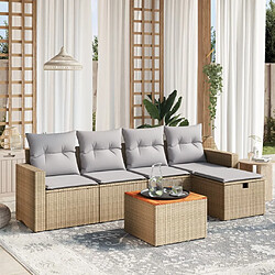 vidaXL Salon de jardin avec coussins 6pcs mélange beige résine tressée 