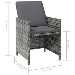 vidaXL Jeu de chaise et tabouret de jardin 4 pcs Résine tressée Gris pas cher