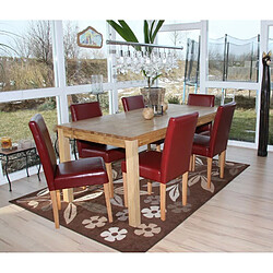 Decoshop26 Lot de 6 chaises de salle à manger cuisine en synthétique rouge pieds en bois clair design moderne 04_0000710