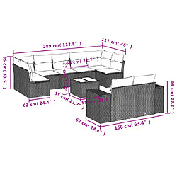 Avis Maison Chic Salon de jardin avec coussins 10 pcs, Ensemble Tables et chaises de jardin, gris résine tressée -GKD107362