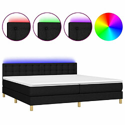 Sommier à lattes,Cadre à lattes de lit et matelas et LED pour Adulte Noir 200x200 cm Tissu -MN29508