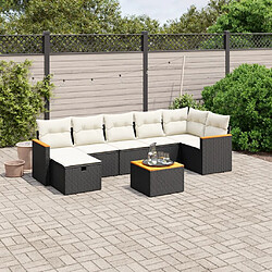 vidaXL Salon de jardin 8 pcs avec coussins noir résine tressée