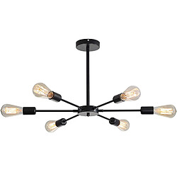 Universal Lampe industrielle 6 - Boîte à lumière E27 Plafond Lampe Prise Lustre Noir Luminaire Suspension. 