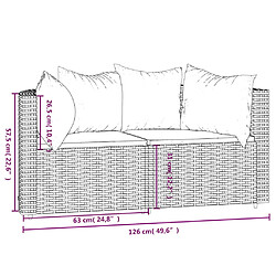 vidaXL Canapés d'angle de jardin et coussins2pcs marron résine tressée pas cher