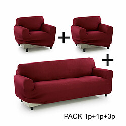 Housse de canapé Sofakover Pocket Trio Romeo 3 Unités - Bordeaux 