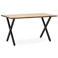 Ds Meubles Table Salle a Manger ECO X 160x80 NG-EV Table Salle a Manger Pied X ECO 160x80cm Noir-Bois Vieilli