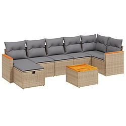 vidaXL Salon de jardin avec coussins 8pcs mélange beige résine tressée