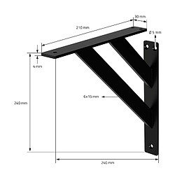 ML-Design 8x Équerres étagère mural support d'angle en aluminium noir robuste 240x240 mm pas cher