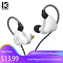 GUPBOO KBEAR KS1 Double Circuit Magnétique Écouteurs Filaires Dynamiques In-Ear Monitor Moniteur Musique Sport Casque Casque kbear ks1 ks2