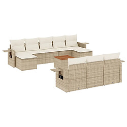 vidaXL Salon de jardin 11 pcs avec coussins beige résine tressée